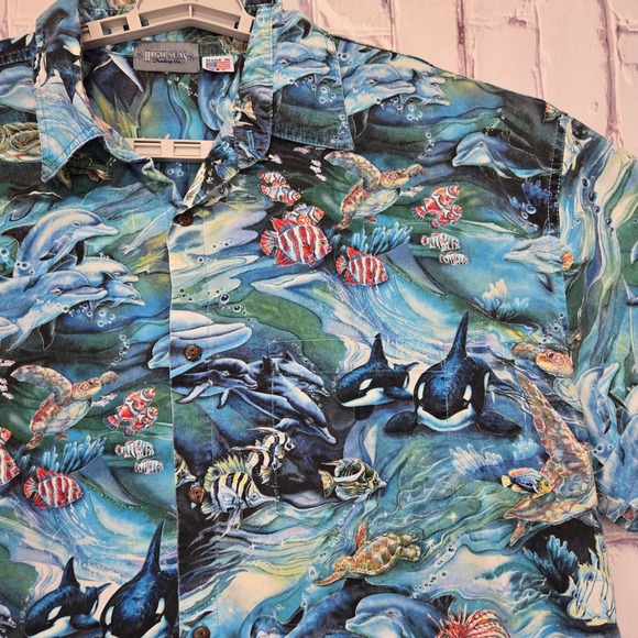 High Seas Trading Co. Other - High Seas Trading Co. Ocean Life Dolphin Turtle Orca Fish Hawaiian Shirt XXXL